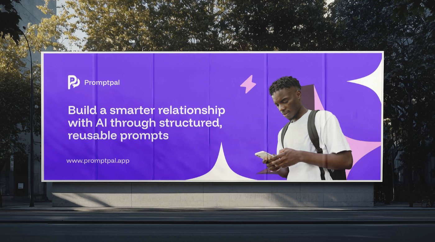 A billboard ad mock-up for PromptPal, from my “2 Years in Design” reel