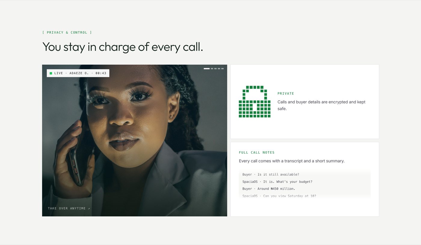 “You stay in charge of every call”: take over any time, privacy, and full call notes