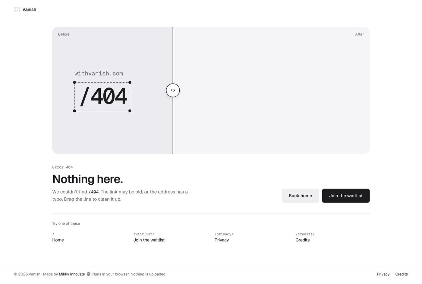 404: the mistyped address is treated as the mark. Drag the line and it’s gone.